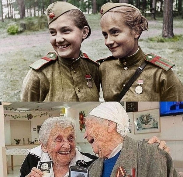 Фото дня: Валентина Митюшкина и Наталья Залка в 1943 и через...